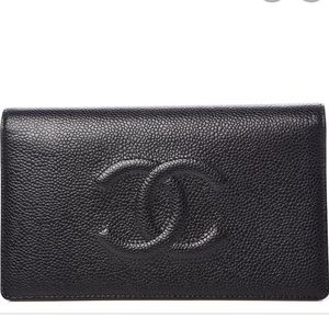 Chanel Black Caviar Timeless Yen Wallet